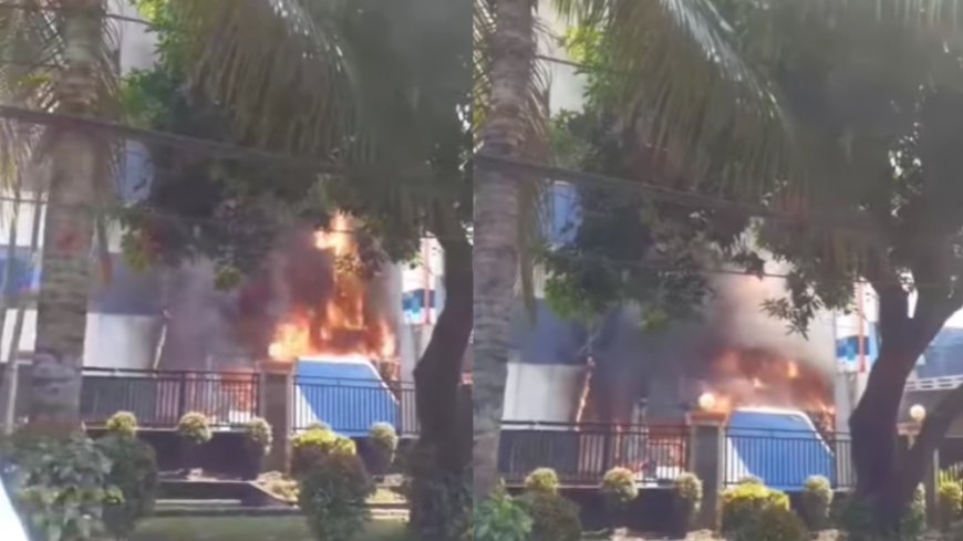 Mobil Terbakar Sambar Kampus F Trisakti